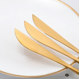 Pinakasikat na 304 Stainless Steel White at Gold Two Tone Flatware Set (6)