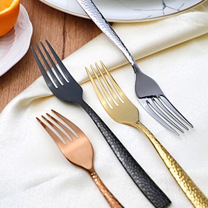 Rose Gold Hammered Silverware Set-8