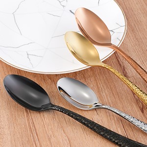 Rose Gold Hammered Silverware Set-9