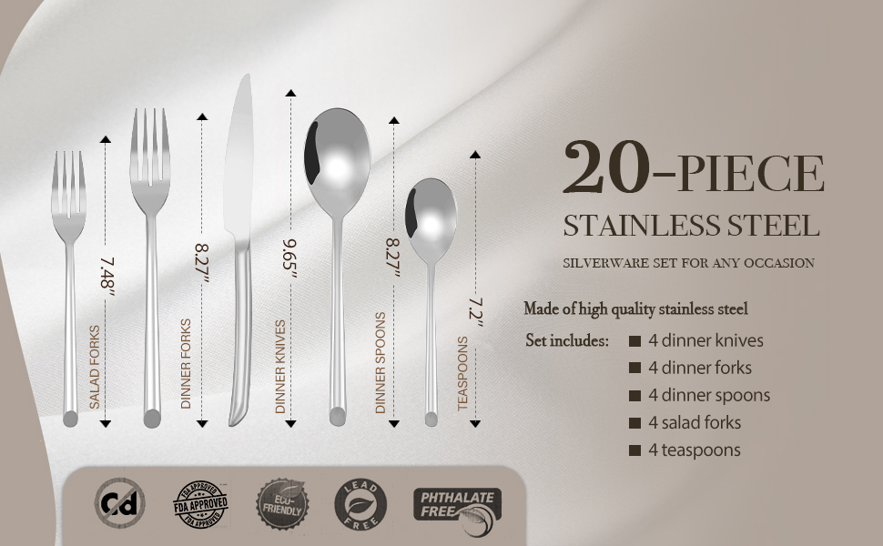 Stainless Steel Matte Silver Silverware Set na may Color Box (2)