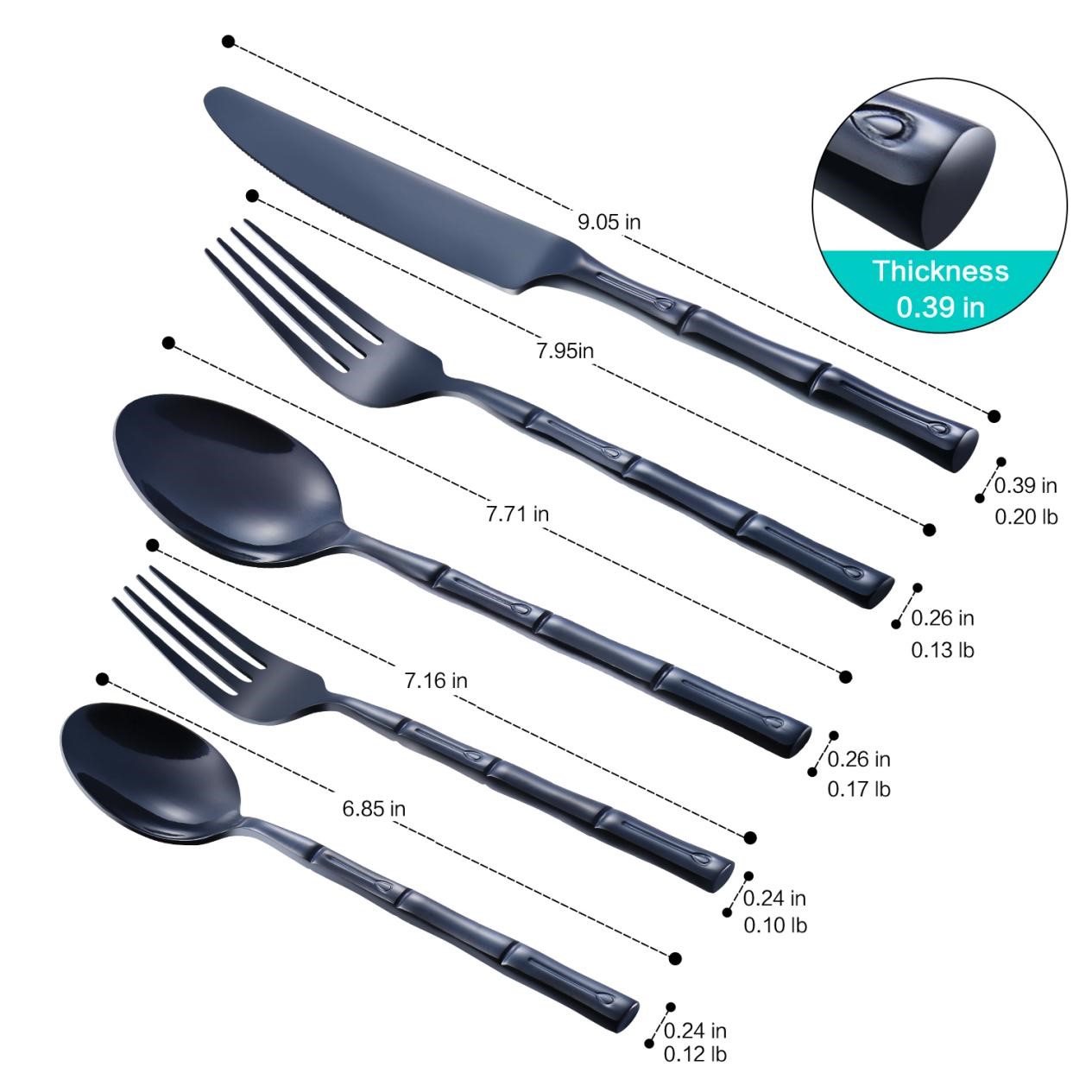 Imilo ye-bamboo emnyama i-flatware 7