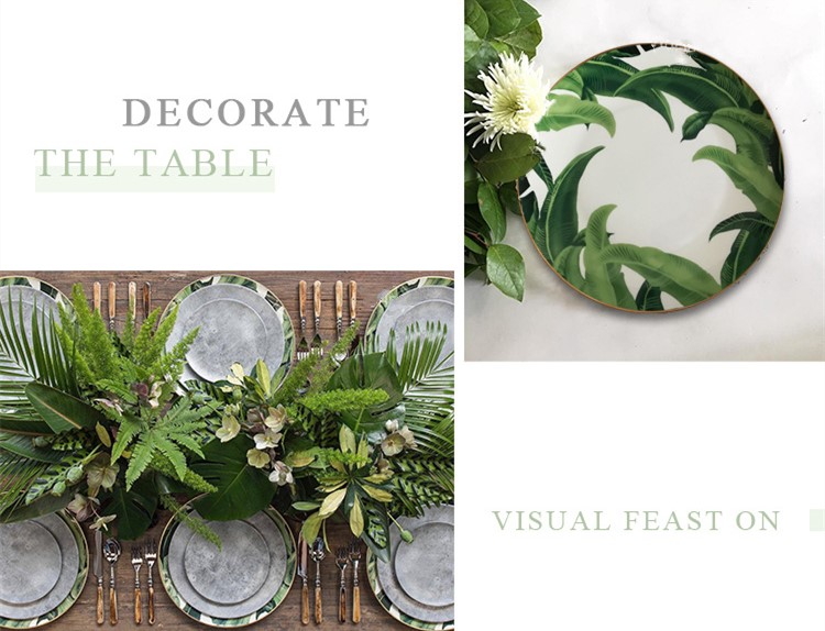 banana leaf pattern bone china plates 10