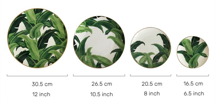 banana leaf pattern bone china plates 7