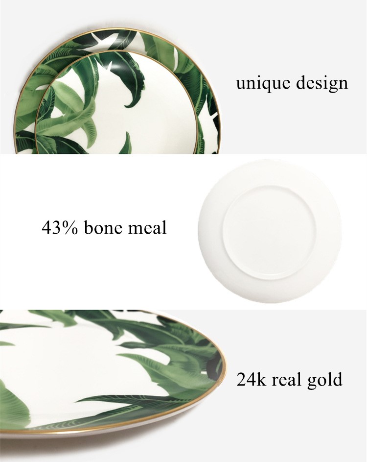 pattern ng dahon ng saging bone china plates 8
