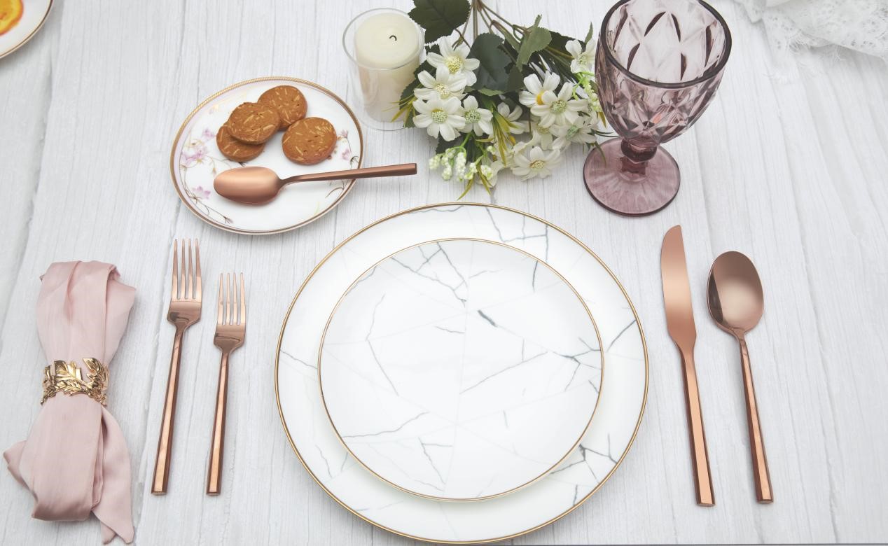 luxury rose gold wedding flatware set 7