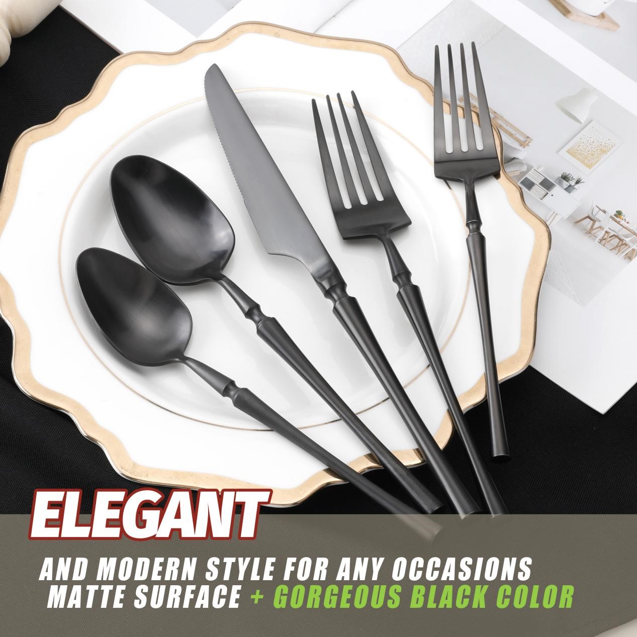 matte black flatware set 13