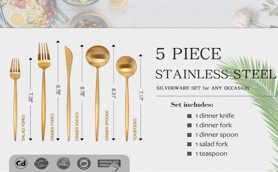 matte goridhe muchato flatware set 7