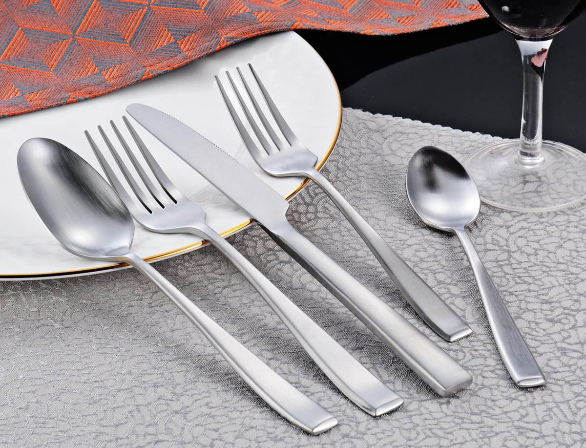 matte Silver Stainless Slatware Sets 9