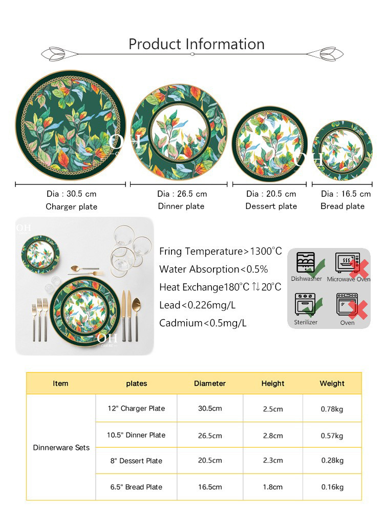 set di piatti in bone china stile retrò-12