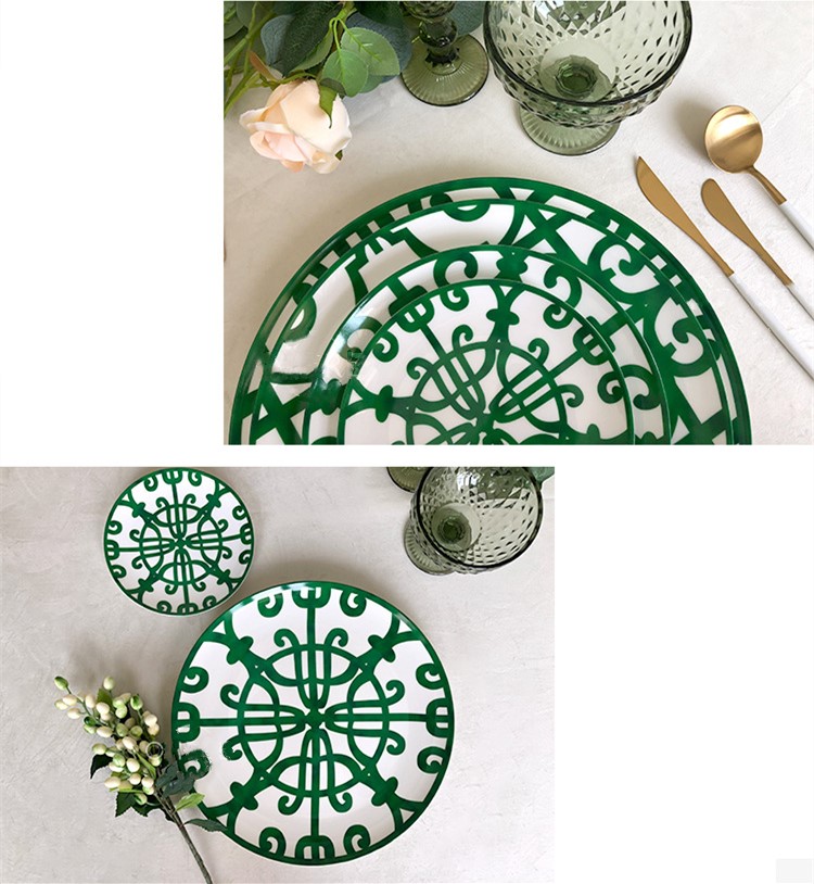 Piatti vintage in ceramica bone china verde 10