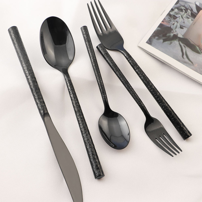 black stainless steel flatware