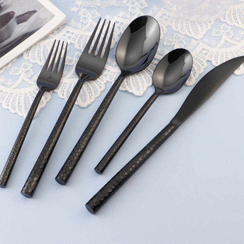 black stainless steel flatware