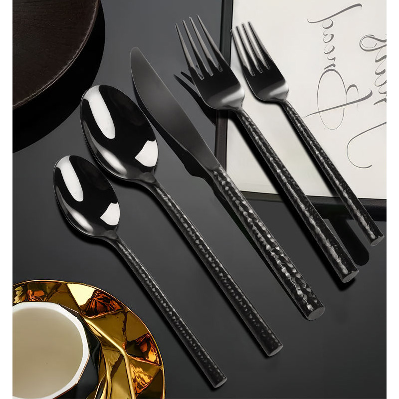 black stainless steel flatware