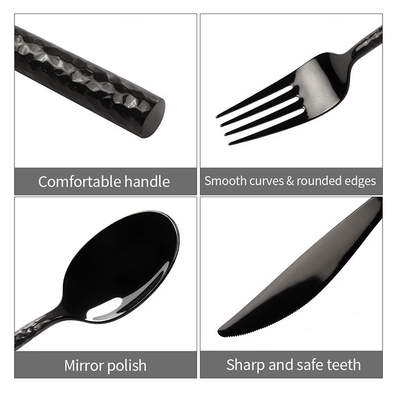 black stainless steel flatware