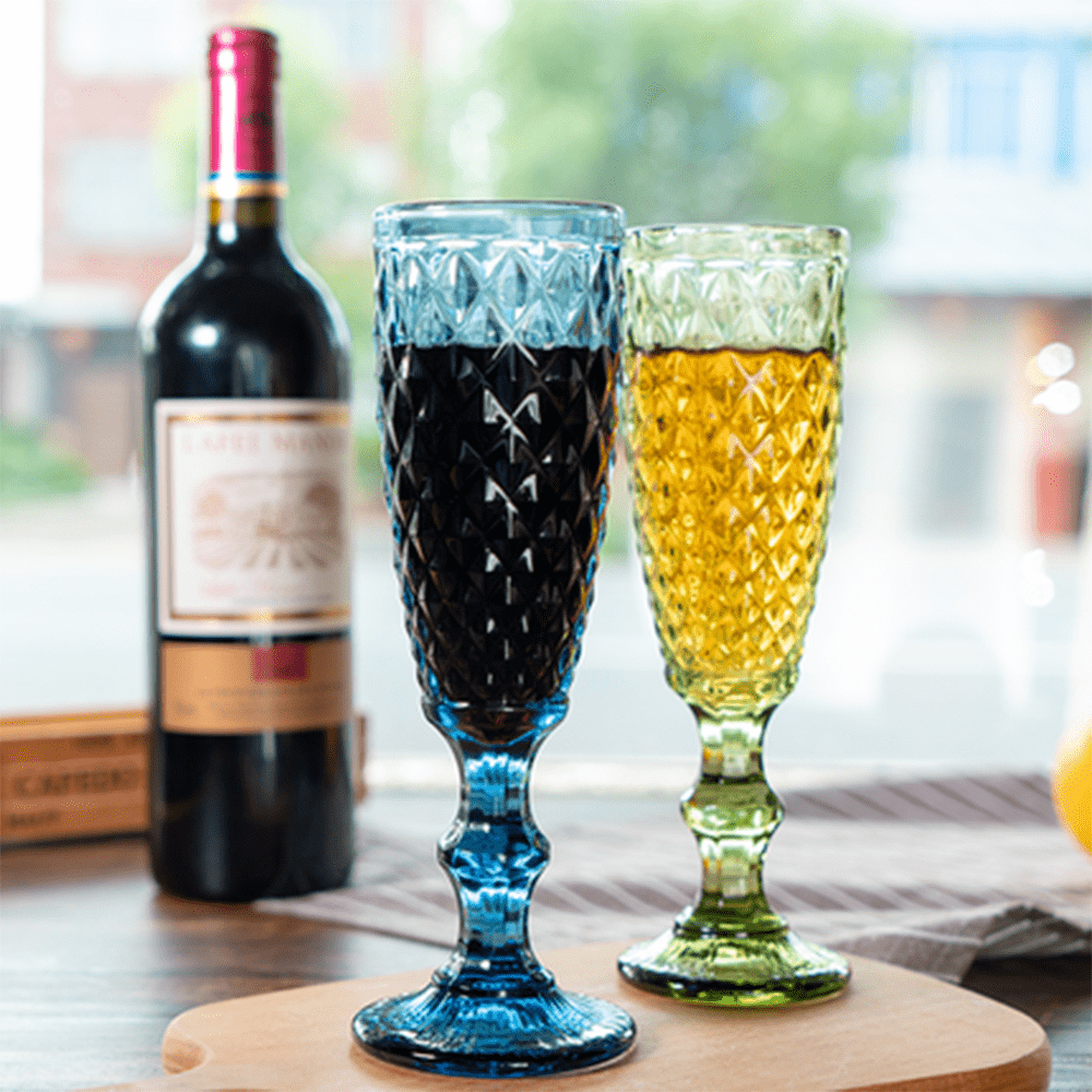 Hot sale diamond champagne glassware colored wine glass cup1 (1)