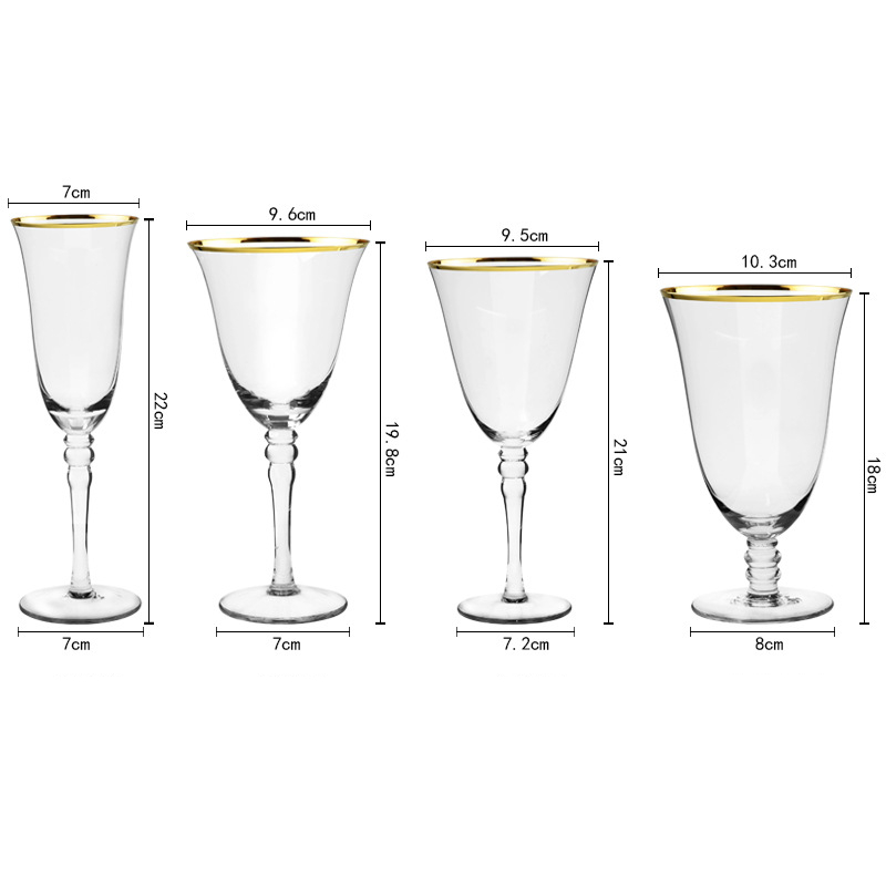 Wholesale clear gold rim wine glass water drinking champagne glassware goblet (2)2
