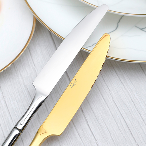 Gold Bamboo Shaped Handle Stainless Steel Cutlery Set (3)