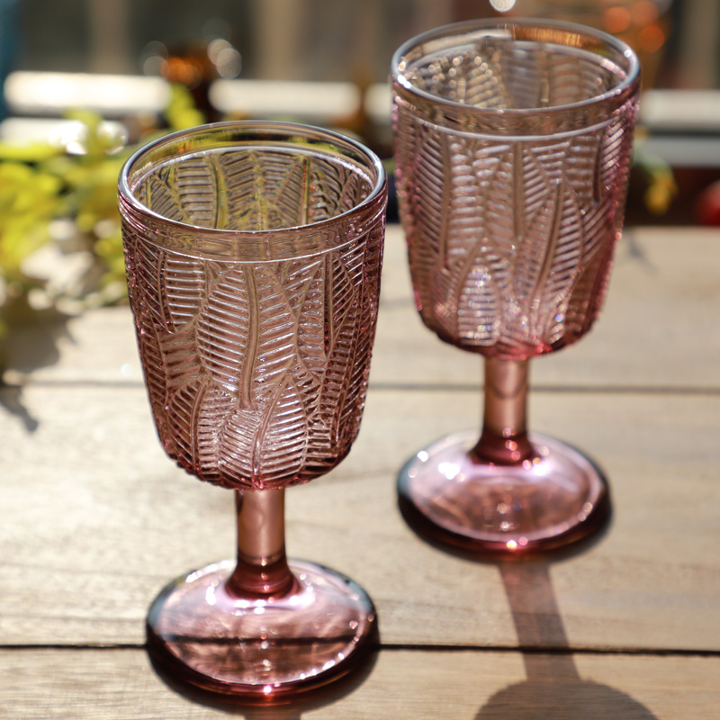 Wholesale Bottom price Short Stem Wine Glasses - Colored crystal wine glass  goblet machine pressed glass cup  Liou factory and manufacturers | Liou
