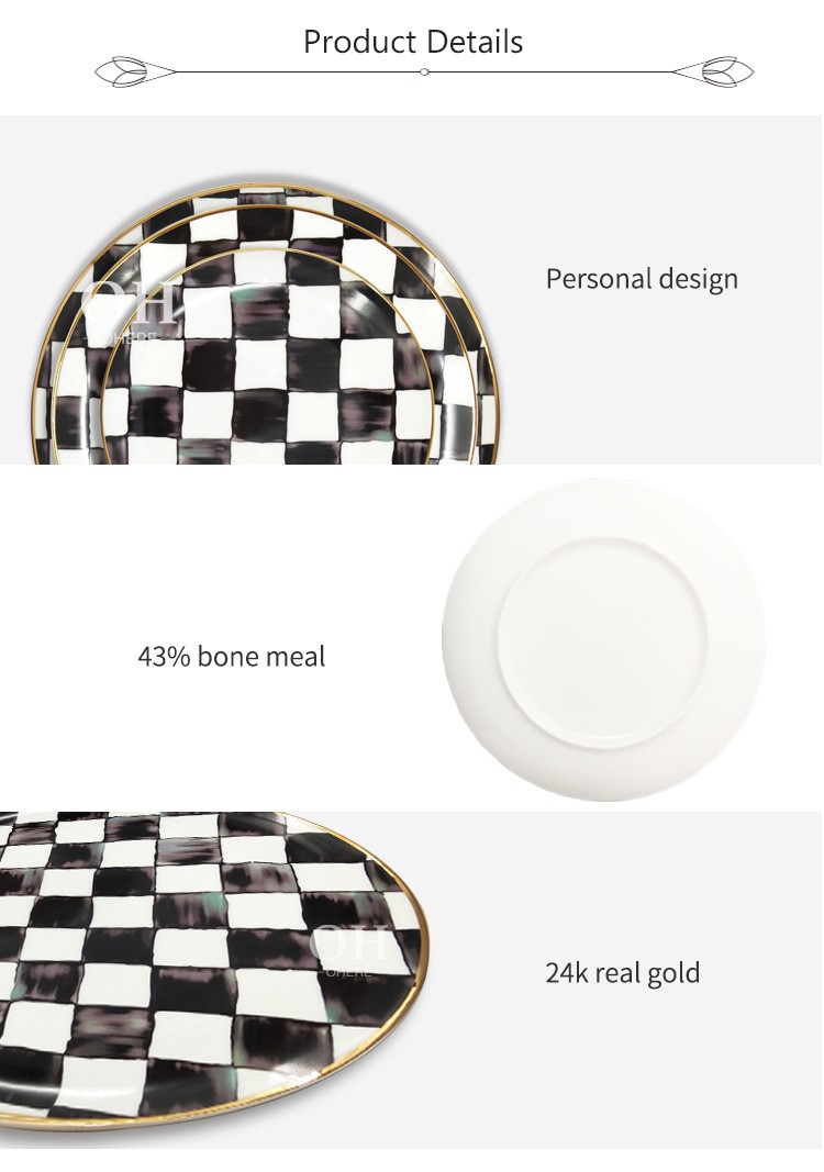 checkerboard pattern bone china porcelain set-3