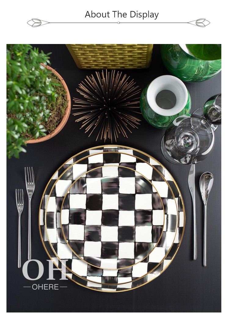 checkerboard pattern bone china porcelain set-4