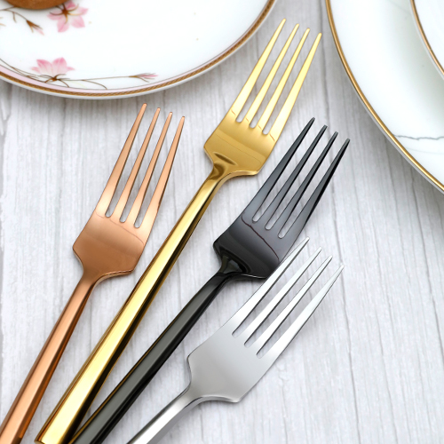 Hand Forged Gold Hexagon Stainless Steel Silverware Set (4)