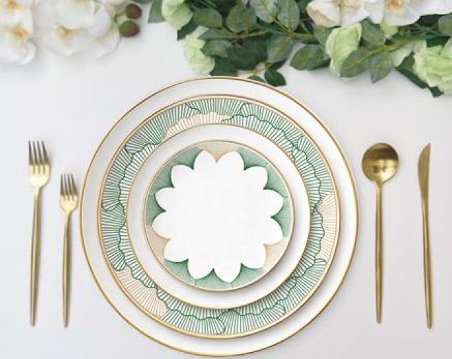 gold rimmed bone china charger plate-1
