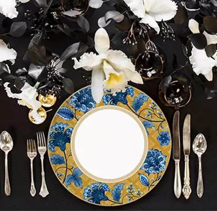 gold rimmed wedding bone china plate set-8