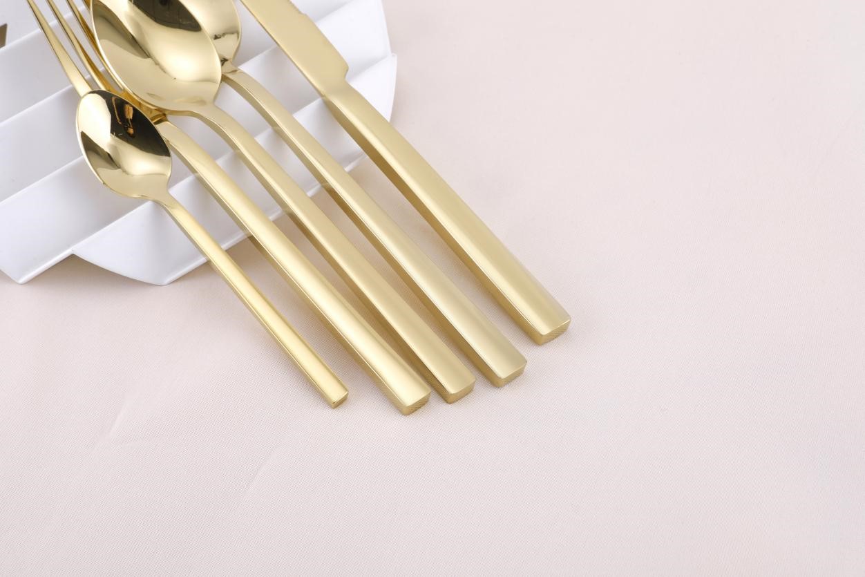 hand forged gold silverware set 10