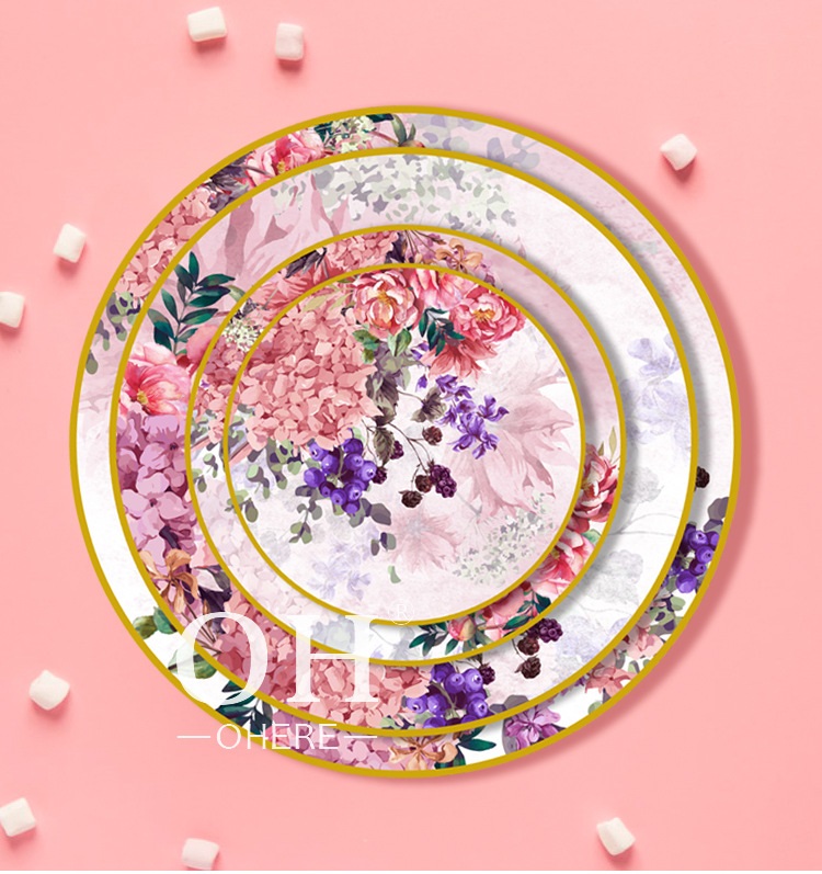 pink ceramic dinner plate-6