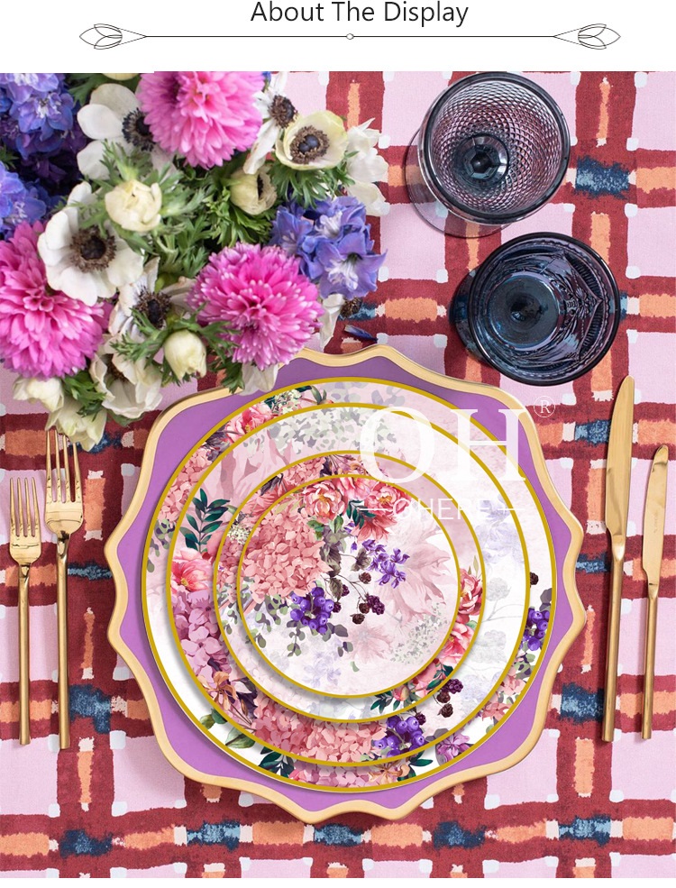 pink ceramic dinner plate-9