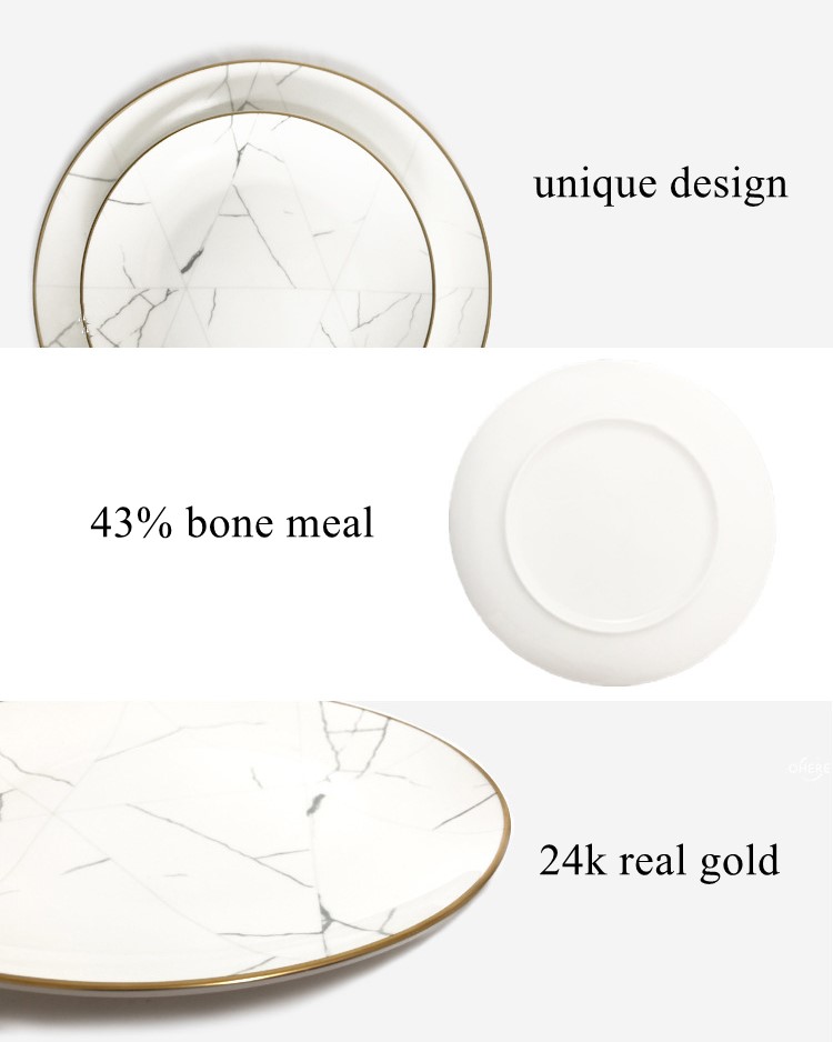 white marble style bone china plates 8